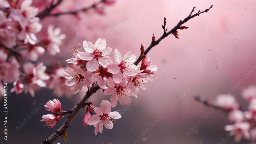 Fototapeta premium Delicate Pink Cherry Blossoms in Bloom.