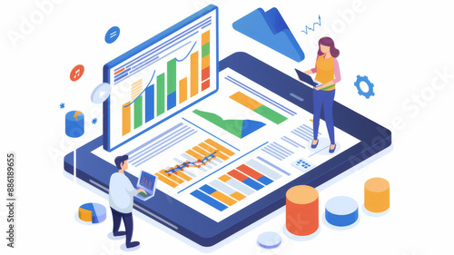 Wallpaper Mural Analyzing Financial Data on Tablet with Digital Marketing Strategy. Concept Financial Analysis Torontodigital.ca