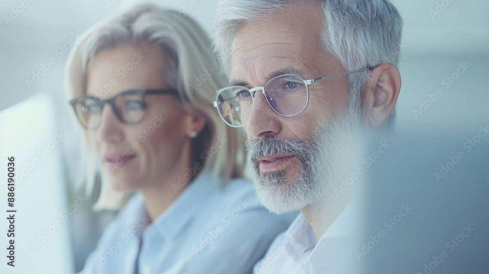Two busy colleagues working together talking Two busy colleagues working together talking