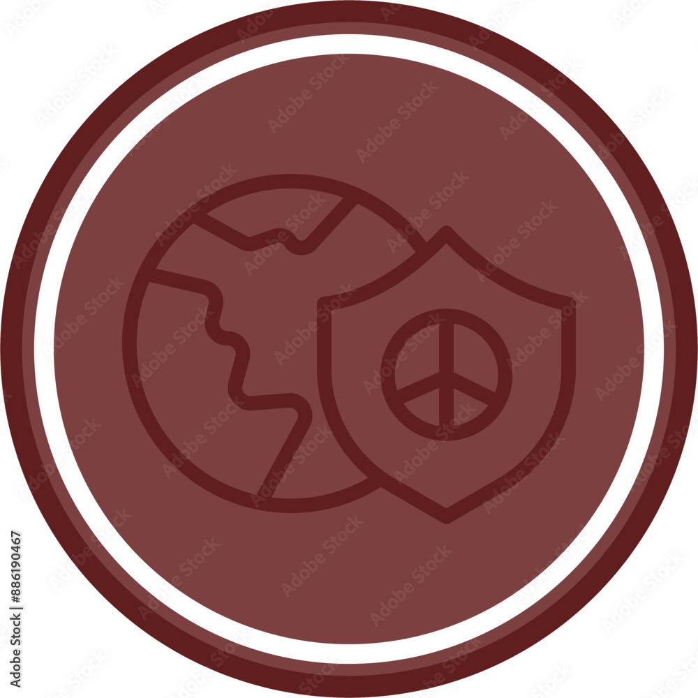 Save The World Vector Line Double Circle Maroon Save The World Vector Line Double Circle Maroon