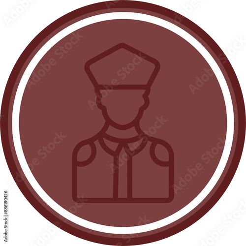 Police Vector Line Double Circle Maroon