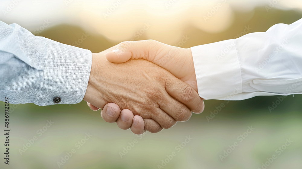 Two business partners are shaking hands Two business partners are shaking hands