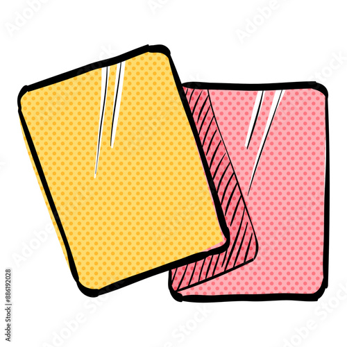 Soccer red and yellow cards halftone icon hand drawn color vector illustration