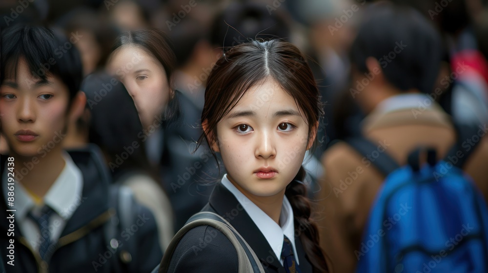 A Young Girl in a Crowded Street A Young Girl in a Crowded Street