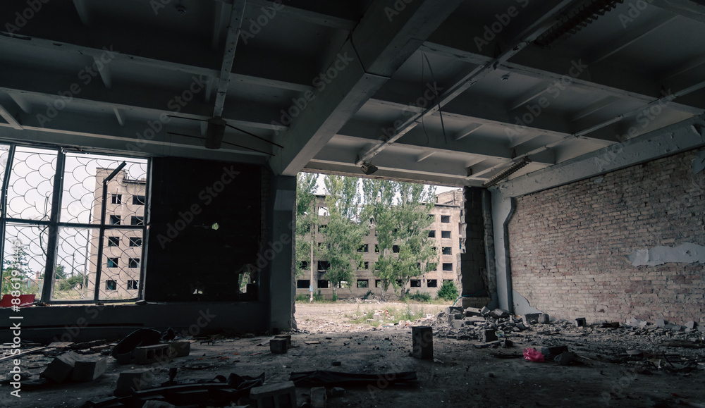 destroyed school in a city lost in the war in Ukraine destroyed school in a city lost in the war in Ukraine