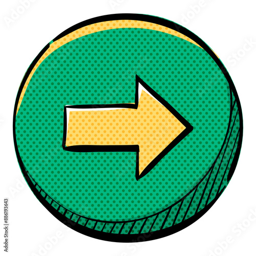 Arrow halftone icon hand drawn color vector illustration