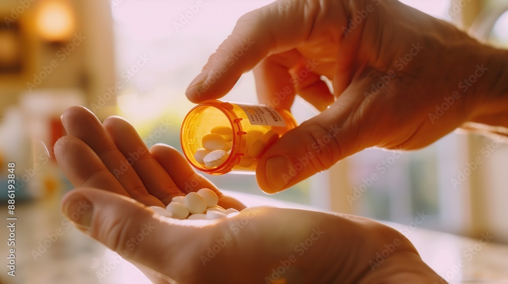 Hand Pouring Pills from Prescription Bottle Hand Pouring Pills from Prescription Bottle