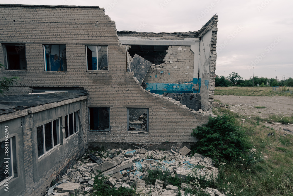 destroyed school in a city lost in the war in Ukraine destroyed school in a city lost in the war in Ukraine