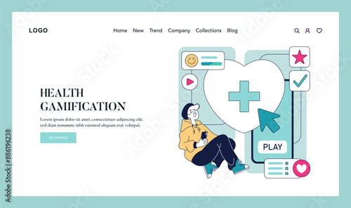 Health Gamification. Flat Vector Illustration