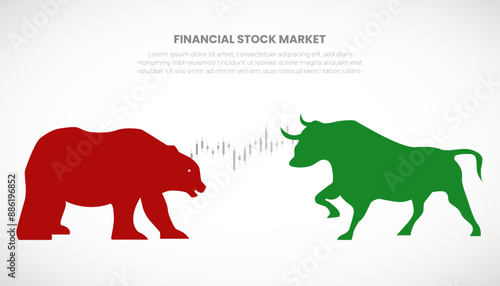 Bull or bullish run; Bear or bearish market trend in crypto currency or stocks. Trade exchange. Stock market price chart. Global economy crash or boom. Vector