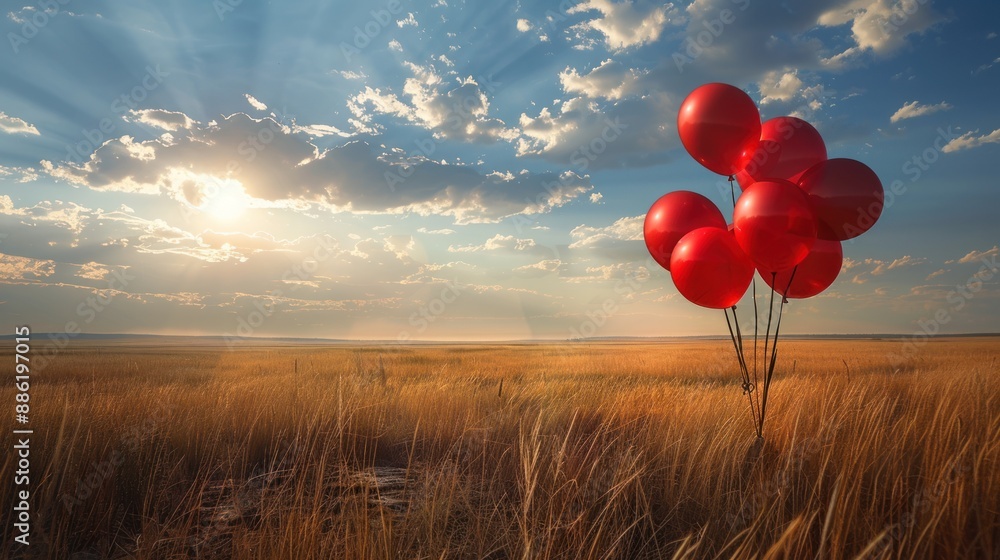 Red Balloons in a Golden Field Red Balloons in a Golden Field