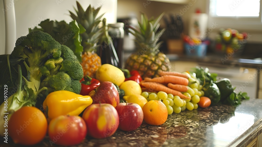 Healthy Eating A colorful array of fresh fruits and vegetable Healthy Eating A colorful array of fresh fruits and vegetable