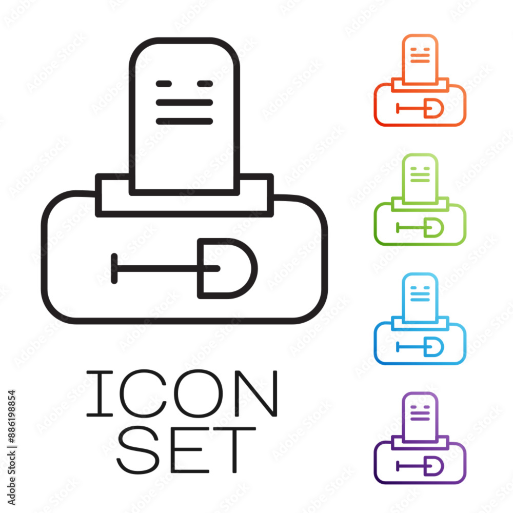 Black line Grave with tombstone icon isolated on white background. Set icons colorful. Vector Black line Grave with tombstone icon isolated on white background. Set icons colorful. Vector