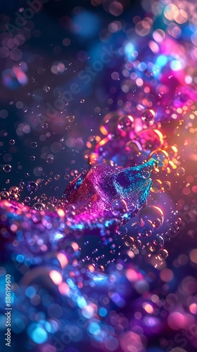 Colorful bubbles and liquid splash with vibrant colors © Hungarian