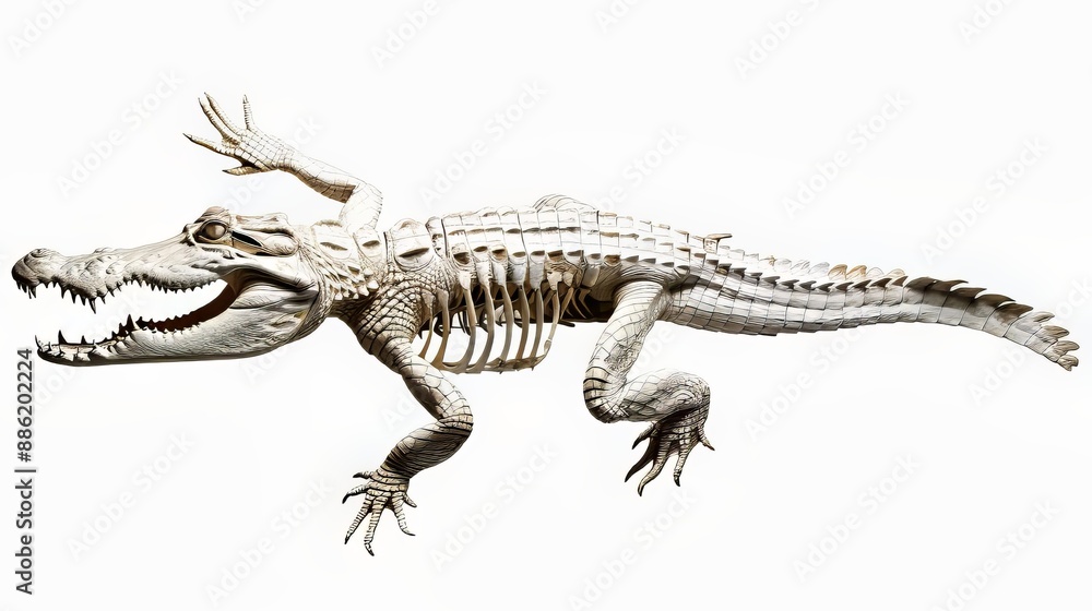 Naklejka premium Detailed illustration of an alligators skeletal structure