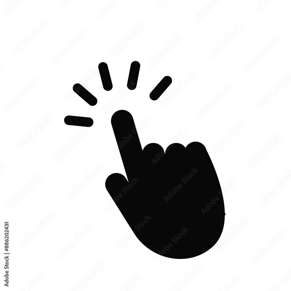 Click with hand cursor on white background Click with hand cursor on white background