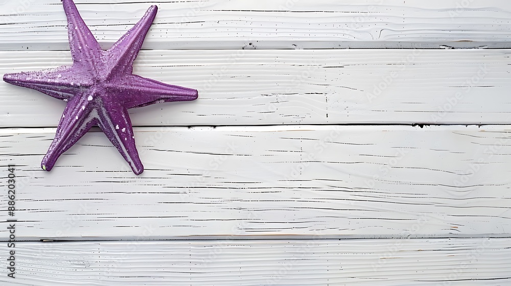 White wooden boards with a minimalist purple star in the top left corner White wooden boards with a minimalist purple star in the top left corner