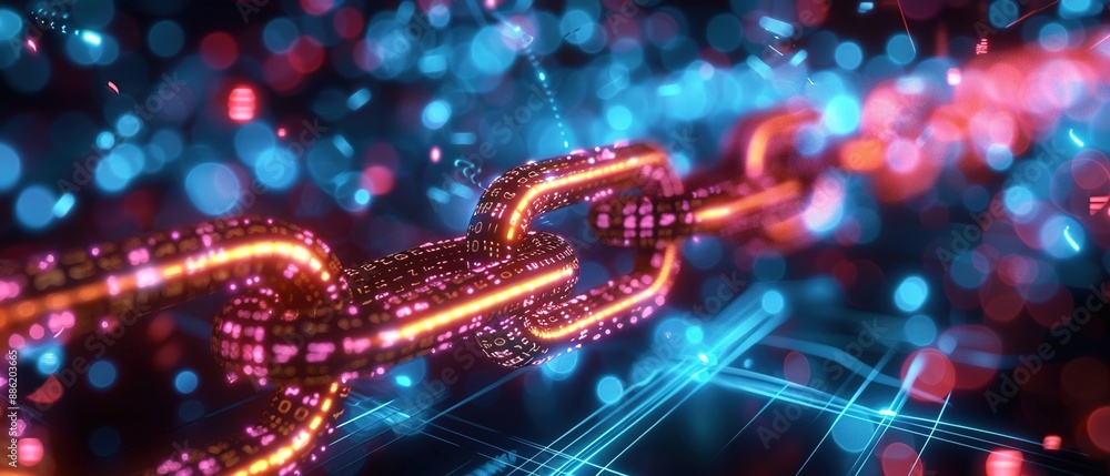 blockchain technology concept with chain made of digital data blockchain technology concept with chain made of digital data