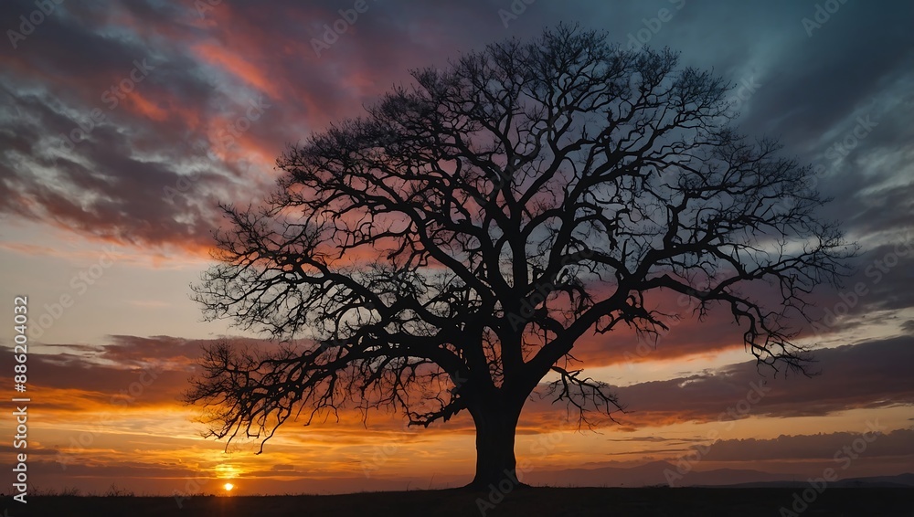 Sunset Sky with Silhouetted Tree Sunset Sky with Silhouetted Tree