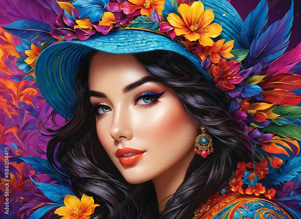 portrait of a woman with flowers portrait of a woman with flowers