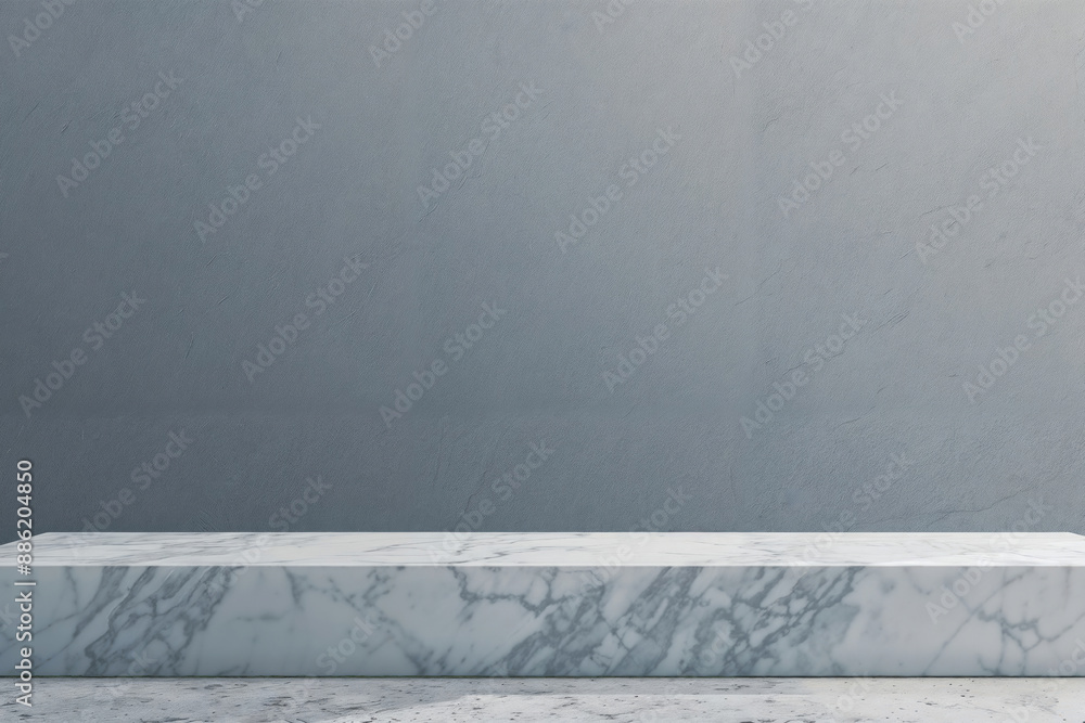 Empty white marble table top on gray wall background for product placement Empty white marble table top on gray wall background for product placement