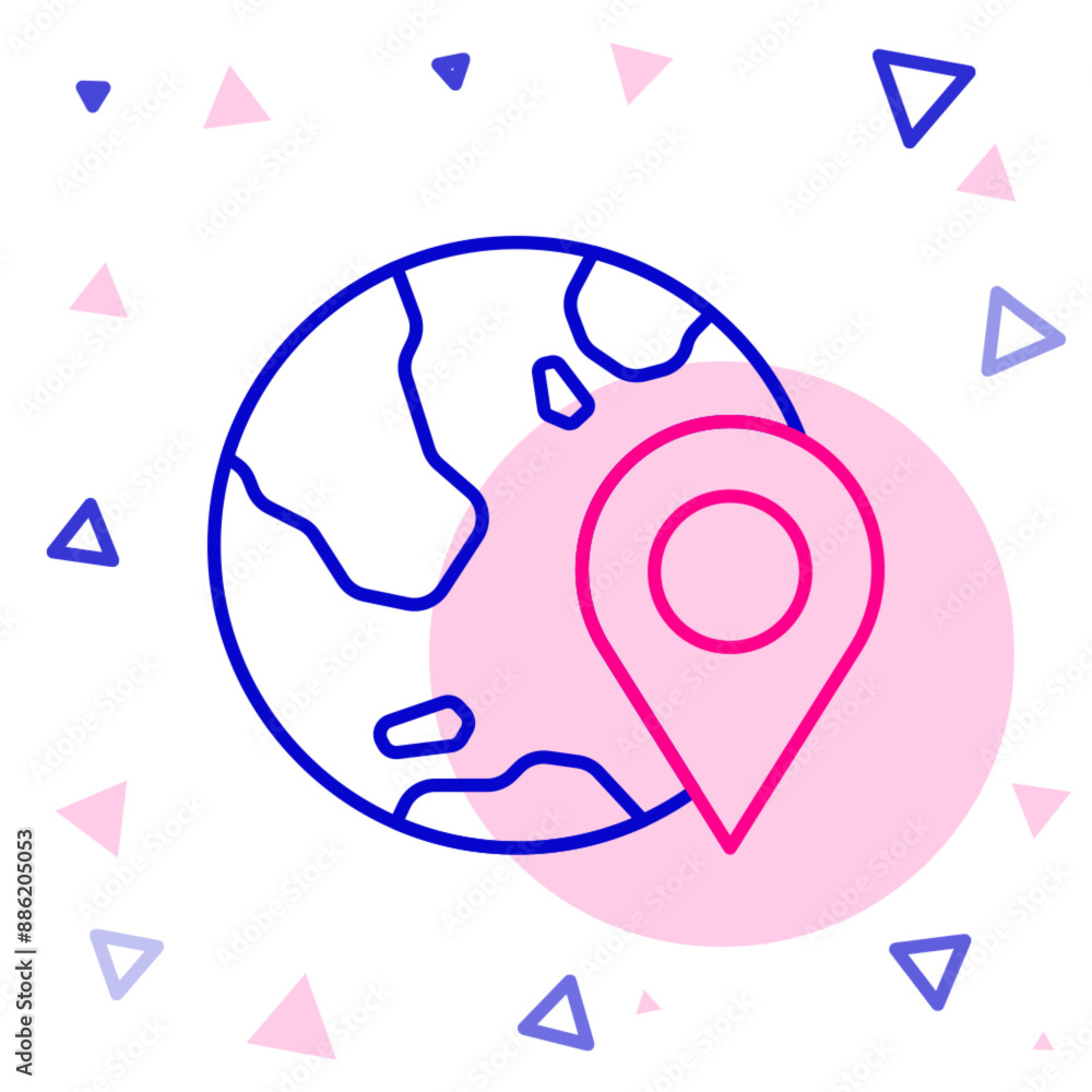 Line Location on the globe icon isolated on white background. World or Earth sign. Colorful outline concept. Vector Line Location on the globe icon isolated on white background. World or Earth sign. Colorful outline concept. Vector