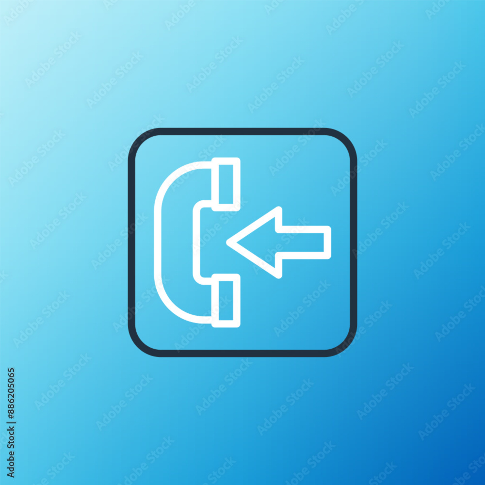 Line Incoming call phone icon isolated on blue background. Phone sign. Telephone handset. Colorful outline concept. Vector Line Incoming call phone icon isolated on blue background. Phone sign. Telephone handset. Colorful outline concept. Vector