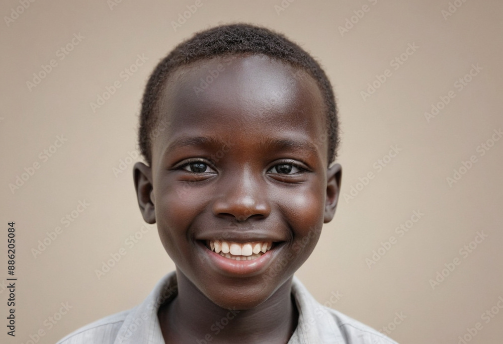 Portrait view of a regular happy smiling South Sudan boy, ultra realistic, candid, social media, avatar image, plain solid background Portrait view of a regular happy smiling South Sudan boy, ultra realistic, candid, social media, avatar image, plain solid background