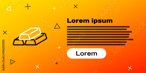 Line Gold bars icon isolated on yellow background. Banking business concept. Colorful outline concept. Vector