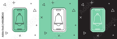 Set Emergency mobile phone call to hospital icon isolated on white and green, black background. Vector