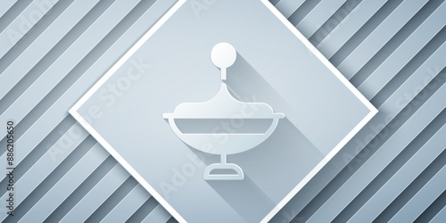 Paper cut Whirligig toy icon isolated on grey background. Paper art style. Vector