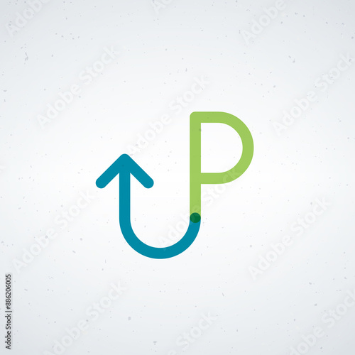 Start up logo. Up arrow emb...