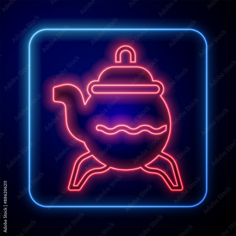 Glowing neon Classic teapot icon isolated on black background. Vector Glowing neon Classic teapot icon isolated on black background. Vector