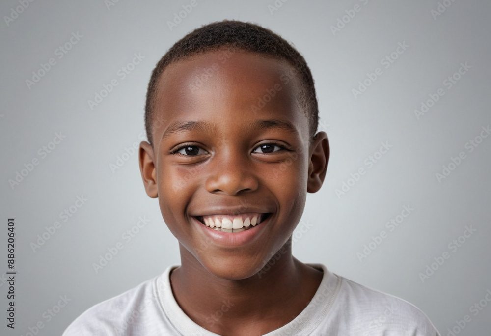 Portrait view of a regular happy smiling Mali boy, ultra realistic, candid, social media, avatar image, plain solid background Portrait view of a regular happy smiling Mali boy, ultra realistic, candid, social media, avatar image, plain solid background