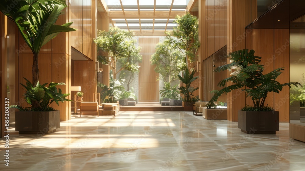 Luxury Lobby with Tropical Plants Luxury Lobby with Tropical Plants