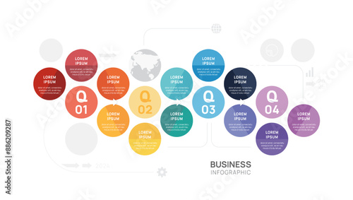Infographic circle diagram 12 steps template for business, presentation vector infographics.
