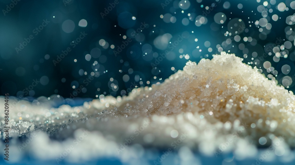 AI generated illustration of a pile of sugar crystals with bokeh effect in the background. AI generated illustration of a pile of sugar crystals with bokeh effect in the background.