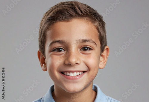 Portrait view of a regular happy smiling Lebanon boy, ultra realistic, candid, social media, avatar image, plain solid background