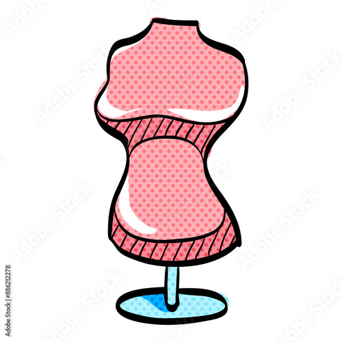 Mannequin halftone icon hand drawn color vector illustration