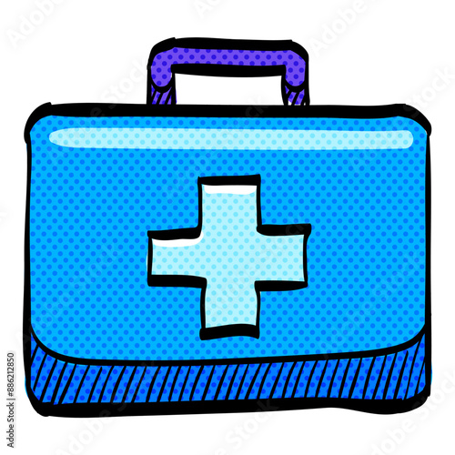 Medical case halftone icon hand drawn color vector illustration