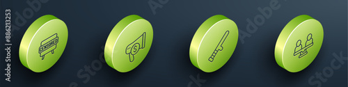 Set Isometric line Censored stamp, Megaphone and dollar, Police rubber baton and Gender equality icon. Vector