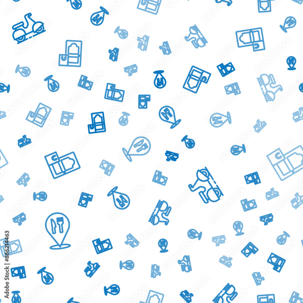 Set line Cafe and restaurant location, Scooter delivery and Online ordering on seamless pattern. Vector Set line Cafe and restaurant location, Scooter delivery and Online ordering on seamless pattern. Vector