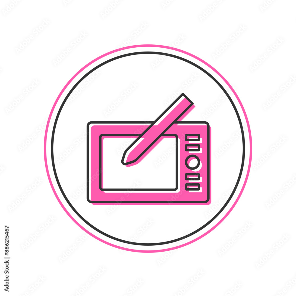 Filled outline Graphic tablet icon isolated on white background. Vector Filled outline Graphic tablet icon isolated on white background. Vector