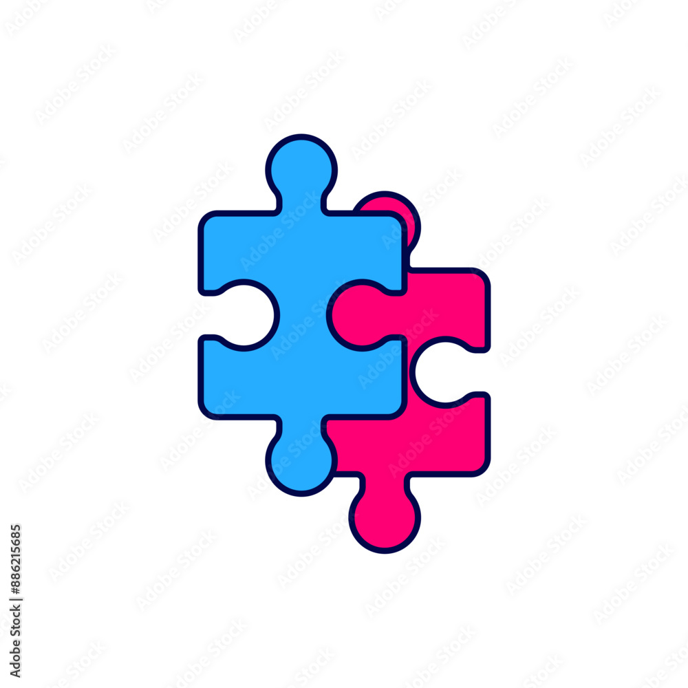 Filled outline Piece of puzzle icon isolated on white background. Business, marketing, finance, layout, infographics, internet concept. Vector Filled outline Piece of puzzle icon isolated on white background. Business, marketing, finance, layout, infographics, internet concept. Vector