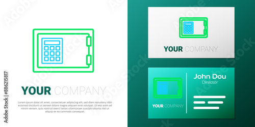 Line Safe icon isolated on white background. The door safe a bank vault with a combination lock. Reliable Data Protection. Colorful outline concept. Vector