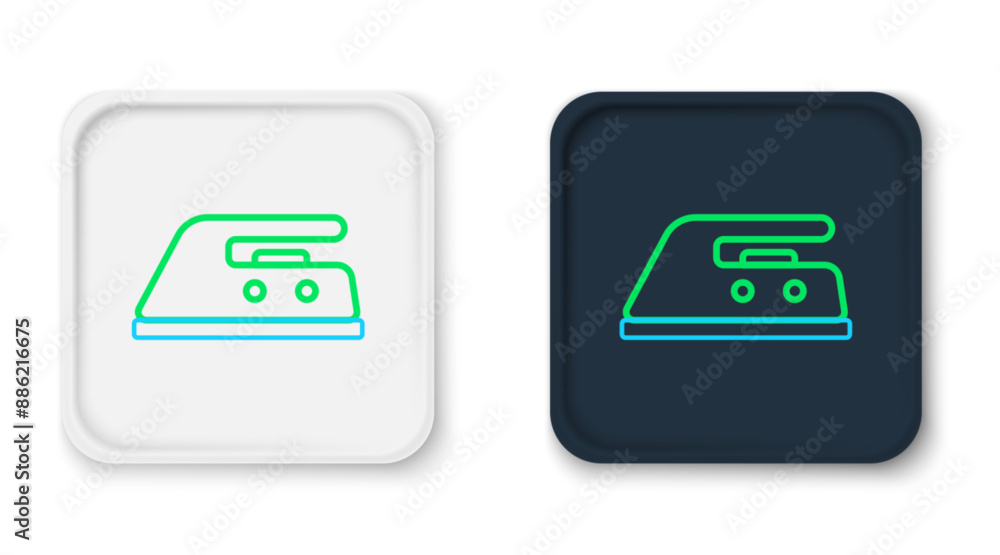 Line Electric iron icon isolated on white background. Steam iron. Colorful outline concept. Vector Line Electric iron icon isolated on white background. Steam iron. Colorful outline concept. Vector