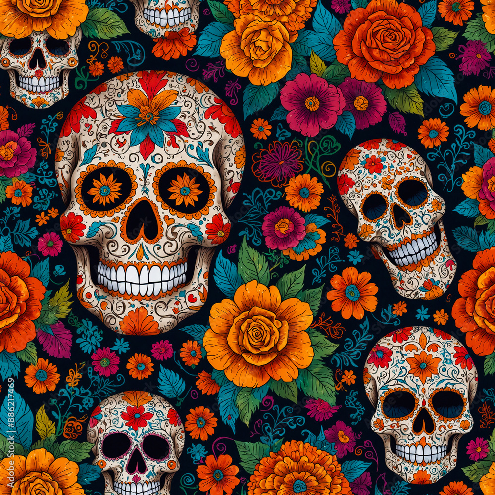 seamless pattern with skulls seamless pattern with skulls