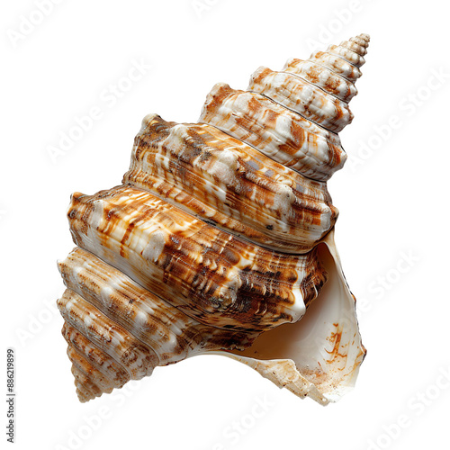 Top view of a single wentletrap shell isolated on a white transparent background photo