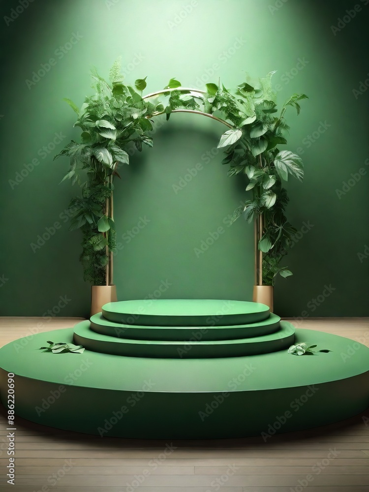 3d render of a podium with green background 3d render of a podium with green background