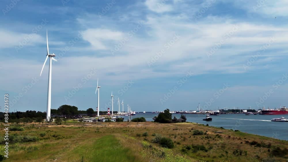 Wind farm as part of a harbor landscape 01 Wind farm as part of a harbor landscape 01